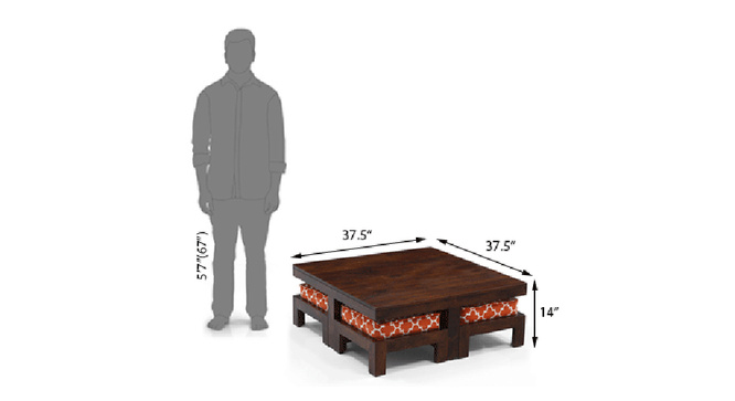 Tribal Coffee Table Set (Walnut Morocco Lattice Rust)